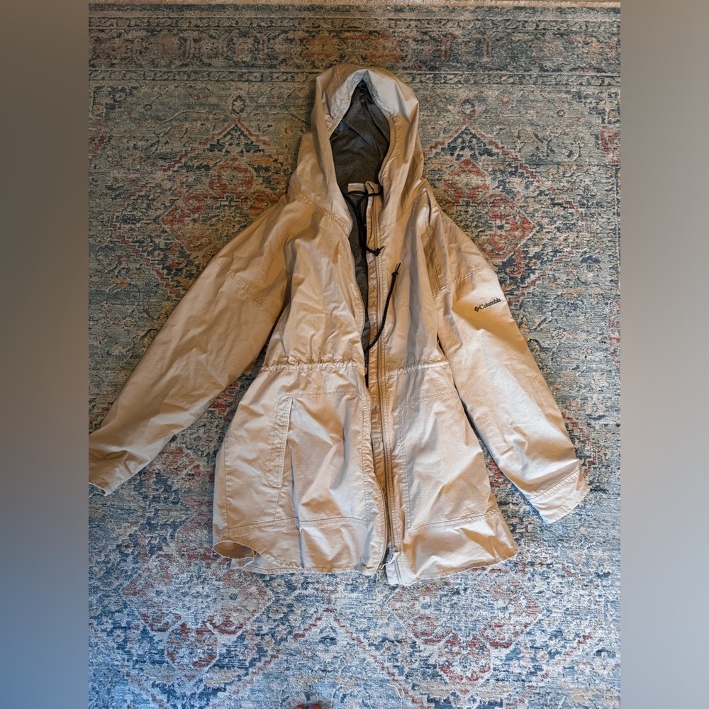columbia women’s tan rain coat sage lake long lined jacket NWOT